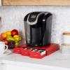 Mind Reader Single Serve Coffee Pod Organizer with 3 Drawers, 36 Pod Capacity, 13.5″L x 12.25″W x 2.5″H, Black(Red)