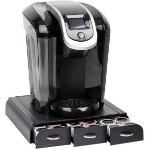 Mind Reader Single Serve Coffee Pod Organizer with 3 Drawers, 36 Pod Capacity, 13.5″L x 12.25″W x 2.5″H, Black(Black)