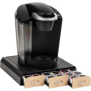 Mind Reader Single Serve Coffee Pod Organizer with 3 Drawers, 36 Pod Capacity, Countertop, 13.5″L x 12.25″W x 2.5″H, Brown(Brown)
