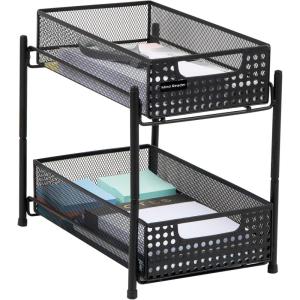 Mind Reader Accessory Organizer, Supply Storage, Desktop, Crafts, Office, Metal Mesh, 8″L x 12.5″W x 11.25″H, Black(Black)