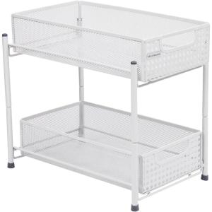 Mind Reader Accessory Organizer, Supply Storage, Desktop, Crafts, Office, Metal Mesh, 8″L x 12.5″W x 11.25″H, Black(White)