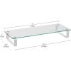 Mind Reader Monitor Stand, Contemporary, Desktop Organizer, Laptop Riser, Office, Glass, 22″ L x 8.25″ W x 3″ H, Clear