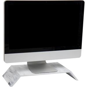 Mind Reader Monitor Stand, Contemporary, Desktop Organizer, Laptop Riser, Office, Resin, 18.25″ L x 9″ W x 3″ H, White