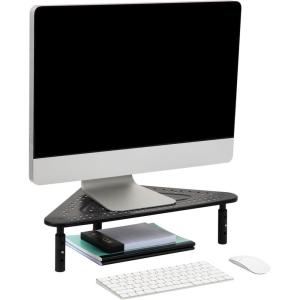 Mind Reader Triangle Monitor Stand, 40lb(18kg) Capacity, Adjustable Height, Ventilated, Metal, 19.5″L x 14.5″W x 5.5″H, Black
