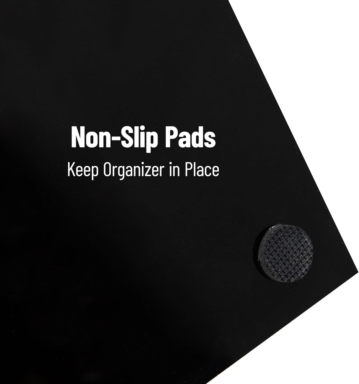 imageMind Reader Cup and Condiment Station Countertop Organizer Coffee Bar Kitchen 1225quotL x 1225quotW x 1175quotH Black