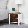 Mind Reader Nightstand, Side Table, Bedside Table, End Table, Drawers, Wood and Metal, 15″ L x 11″ W x 14″ H, Brown and White