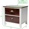 Mind Reader Nightstand, Side Table, Bedside Table, End Table, Drawers, Wood and Metal, 15″ L x 11″ W x 14″ H, Brown and White