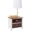 Mind Reader Nightstand, Side Table, Bedside Table, End Table, Drawers, Wood and Metal, 15″ L x 11″ W x 14″ H, Brown and White