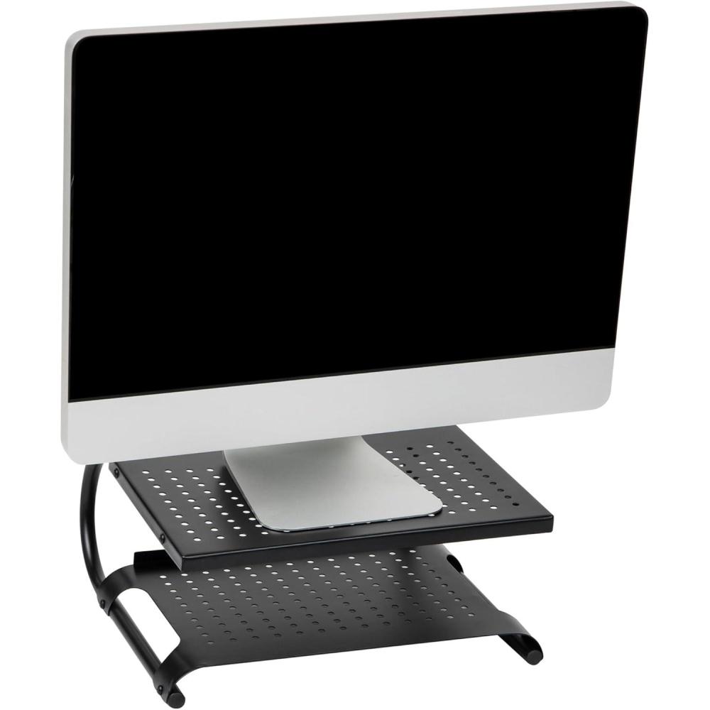 imageMind Reader Monitor Stand Ventilated Laptop Riser Desktop Organizer Storage Office Metal 14quotL x 125quotW x 6quotH Black2 Tier