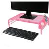 Mind Reader Monitor Stand, Ventilated Laptop Riser, Desktop Organizer, Side Storage, Metal Mesh, 20″ L x 11.5″ W x 5.5″ H, Pink