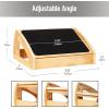 Mind Reader Adjustable Wooden Foot Rest with Anti-Slip Surface, 3 Height Levels, Natural Wood, Brown