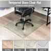 Mind Reader Tempered Glass Chair Mat, Clear Floor Protector for Hard Floors or Low-Pile Carpet Only, Heavy-Duty Glass Mat for Office or Home, 46″ x 36″, Clear