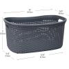 Mind Reader 40L Laundry Basket, Clothes Hamper, Wicker Design, Plastic, 23″L x 14.5″W x 11″H, Set of 2, Gray