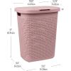 Mind Reader 50L Slim Laundry Hamper, Clothes Basket, Lid, Wicker Design, Plastic, 17.65″L x 13.75″W x 21″H, Set of 2, White(Pink)