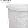 Mind Reader 50L Slim Laundry Hamper, Clothes Basket, Lid, Wicker Design, Plastic, 17.65″L x 13.75″W x 21″H, Set of 2, White(White)