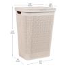 Mind Reader 60L Slim Laundry Hamper, Clothes Basket, Lid, Linen Design, Plastic, Ivory(Ivory)
