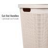 Mind Reader 60L Slim Laundry Hamper, Clothes Basket, Lid, Linen Design, Plastic, Ivory(Ivory)