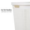 Mind Reader 60L Slim Laundry Hamper, Clothes Basket, Lid, Linen Design, Plastic, Ivory(White)