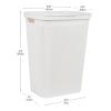 Mind Reader 60L Slim Laundry Hamper, Clothes Basket, Lid, Linen Design, Plastic, Ivory(White)