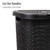 Mind Reader Slim Laundry Hamper with Lid, 50L Clothes Basket, Premium Wicker Design, Plastic, Ivory(Black)