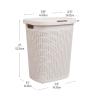Mind Reader Slim Laundry Hamper with Lid, 50L Clothes Basket, Premium Wicker Design, Plastic, Ivory(Ivory)