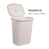 Mind Reader Slim Laundry Hamper with Lid, 50L Clothes Basket, Premium Wicker Design, Plastic, Ivory(Ivory)