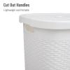 Mind Reader Slim Laundry Hamper with Lid, 50L Clothes Basket, Premium Wicker Design, Plastic, Ivory(White)