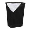 Mind Reader 60L Slim Laundry Hamper, Clothes Basket, Lid, Linen Design, Plastic, Ivory(Black)