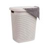 Mind Reader Slim Laundry Hamper with Lid, 50L Clothes Basket, Premium Wicker Design, Plastic, Ivory(Ivory)