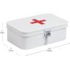 Mind Reader First Aid Box, Emergency Kit, Medical Supply Organizer, Vintage, Buckle Lock, Metal, 9.25″L x 6″W x 3″H, White(White)