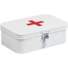 Mind Reader First Aid Box, Emergency Kit, Medical Supply Organizer, Vintage, Buckle Lock, Metal, 9.25″L x 6″W x 3″H, White(White)