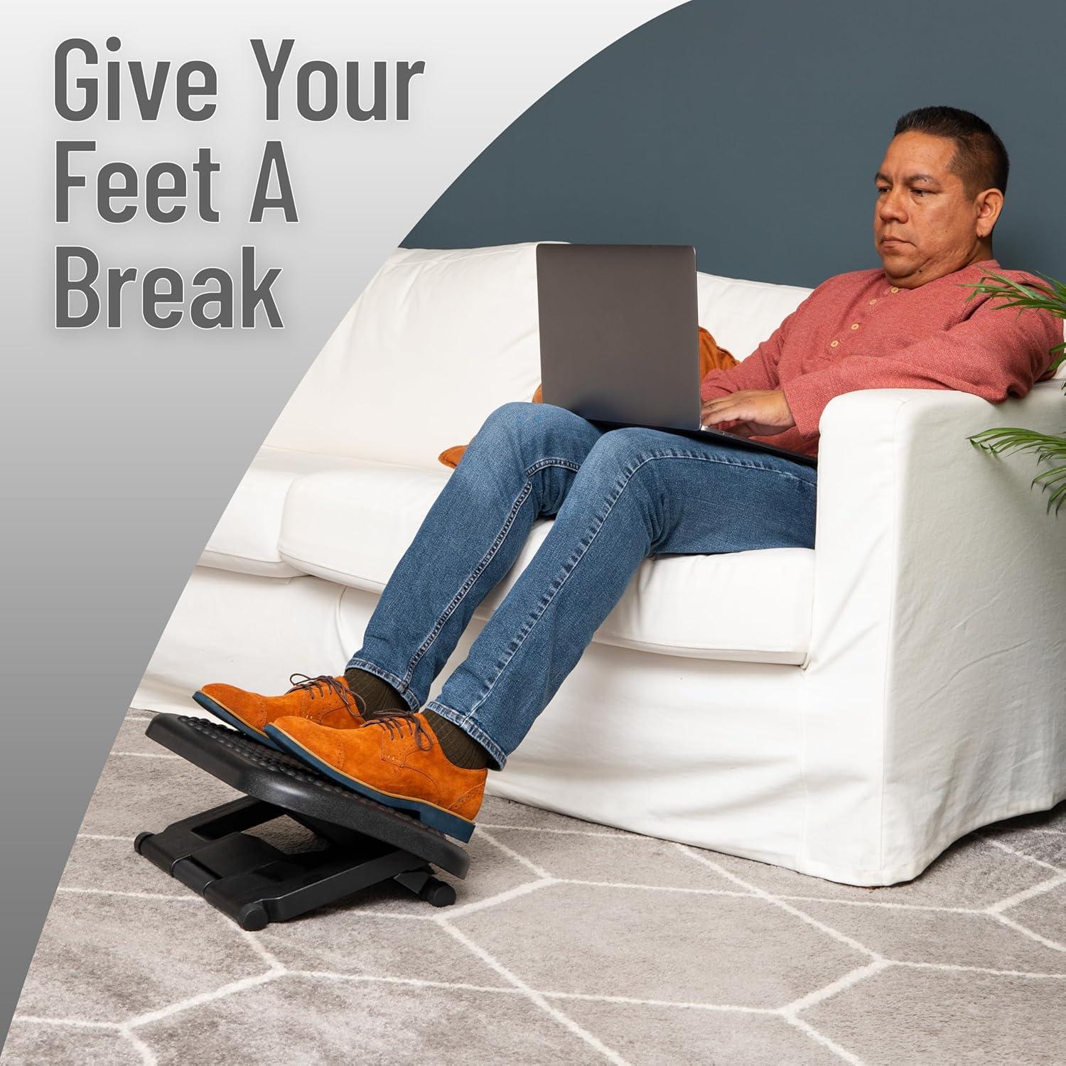 image:imageMind Reader Foot Rest Under Desk at Work Ergonomic Height Adjustable Office Plastic 18 L x 135 W x 65 H Black18L x 135W x 65H