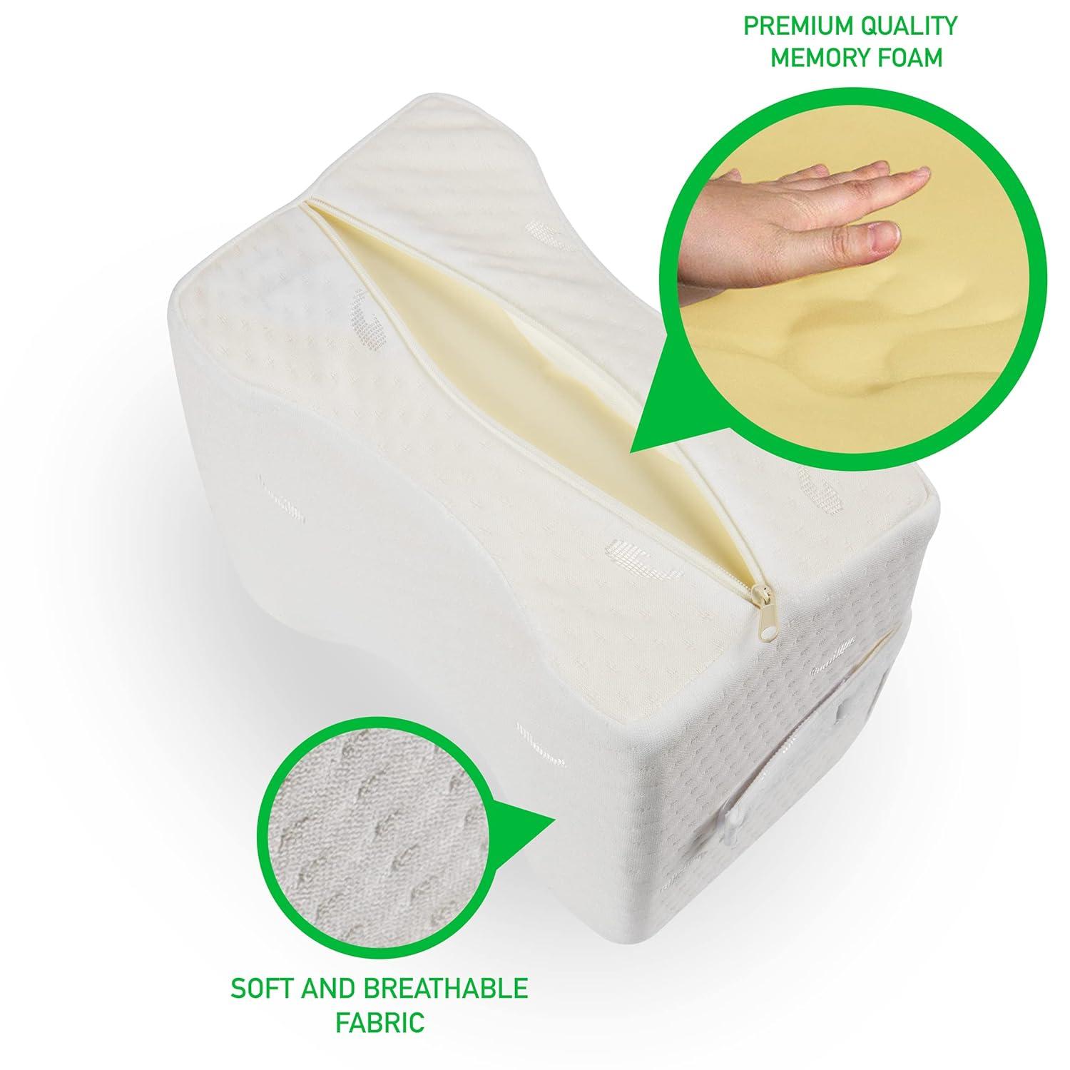image:imageMind Reader Knee Pillow Lumbar Support Leg Pillow Sciatica Side Sleeper Memory Foam 95 L x 825 W x 6 H Blue and Gray