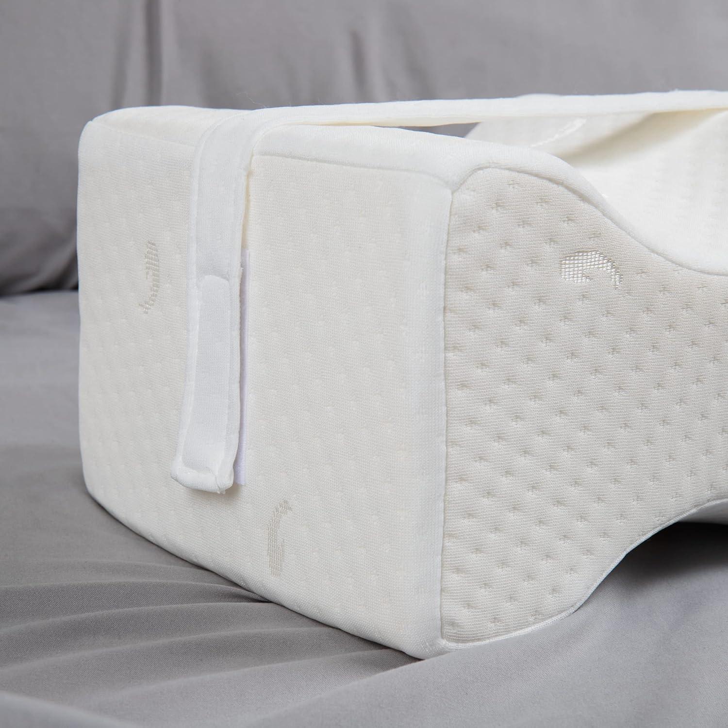 image:imageMind Reader Knee Pillow Lumbar Support Leg Pillow Sciatica Side Sleeper Memory Foam 95 L x 825 W x 6 H Blue and Gray
