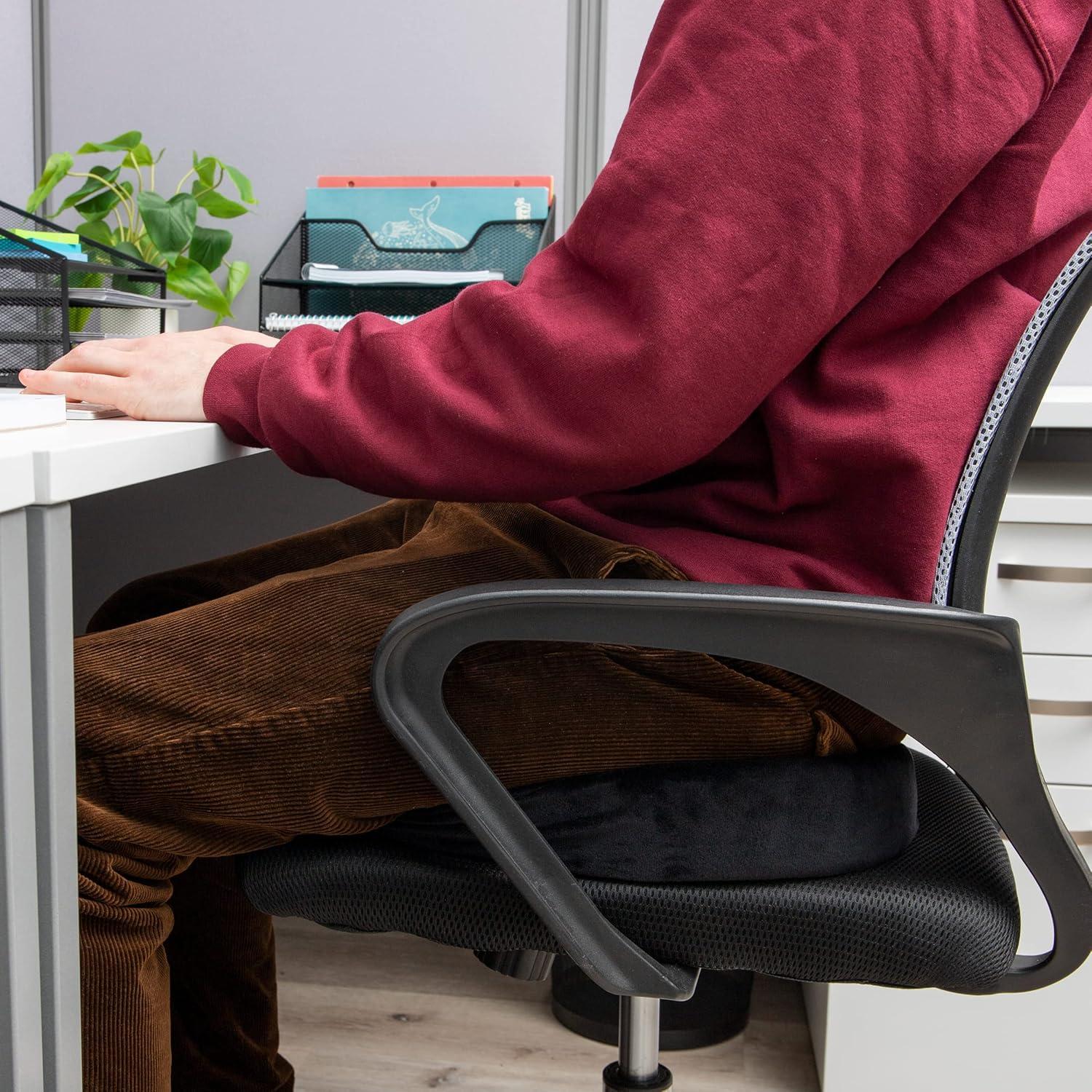 image:imageMind Reader Memory Foam Seat Cushion with AirCloud Technology Ergonomic Pressure Relief for Office Chair Car or Wheelchair Sciatica Coccyx Tailbone amp Hip Pain Support GrayClassic Black