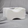 Mind Reader Knee Pillow, Lumbar Support, Leg Pillow, Sciatica, Side Sleeper, Memory Foam, 9.5″ L x 8.25″ W x 6″ H, Blue and Gray