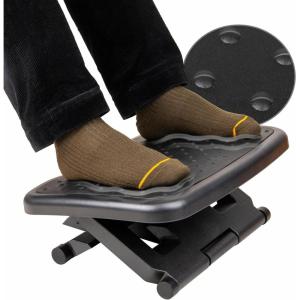 Mind Reader Adjustable Foot Rest with Elastomer Pad for Comfort and Support, Ergonomic Foot Platform, Height Adjustable, Black
