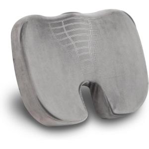 Mind Reader Memory Foam Seat Cushion with Air-Cloud Technology, Ergonomic Pressure Relief for Office Chair, Car, or Wheelchair, Sciatica, Coccyx, Tailbone & Hip Pain Support, Gray(Gray)