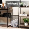 Mind Reader Metal Mesh Waste Paper Bins, Solid Bottom, Non Slip Pads, Office and Home, Set of 2, Black