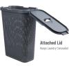 Mind Reader 40L Slim Laundry Hamper, Clothes Basket, Lid, Wicker Design, Plastic, 18″L x 10.4″W x 23.5″H, Set of 2, Gray