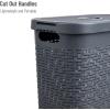 Mind Reader 40L Slim Laundry Hamper, Clothes Basket, Lid, Wicker Design, Plastic, 18″L x 10.4″W x 23.5″H, Set of 2, Gray