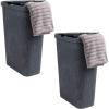 Mind Reader 40L Slim Laundry Hamper, Clothes Basket, Lid, Wicker Design, Plastic, 18″L x 10.4″W x 23.5″H, Set of 2, Gray