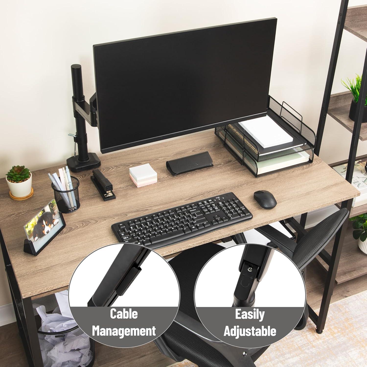 image:imageMind Reader Single Monitor Arm for 1332 Inch Screens Gas Spring VESA Desk Mount 180 Rotation 180 Swivel 65 Tilt Integrated Cable Management Holds up to 198 lbs Black