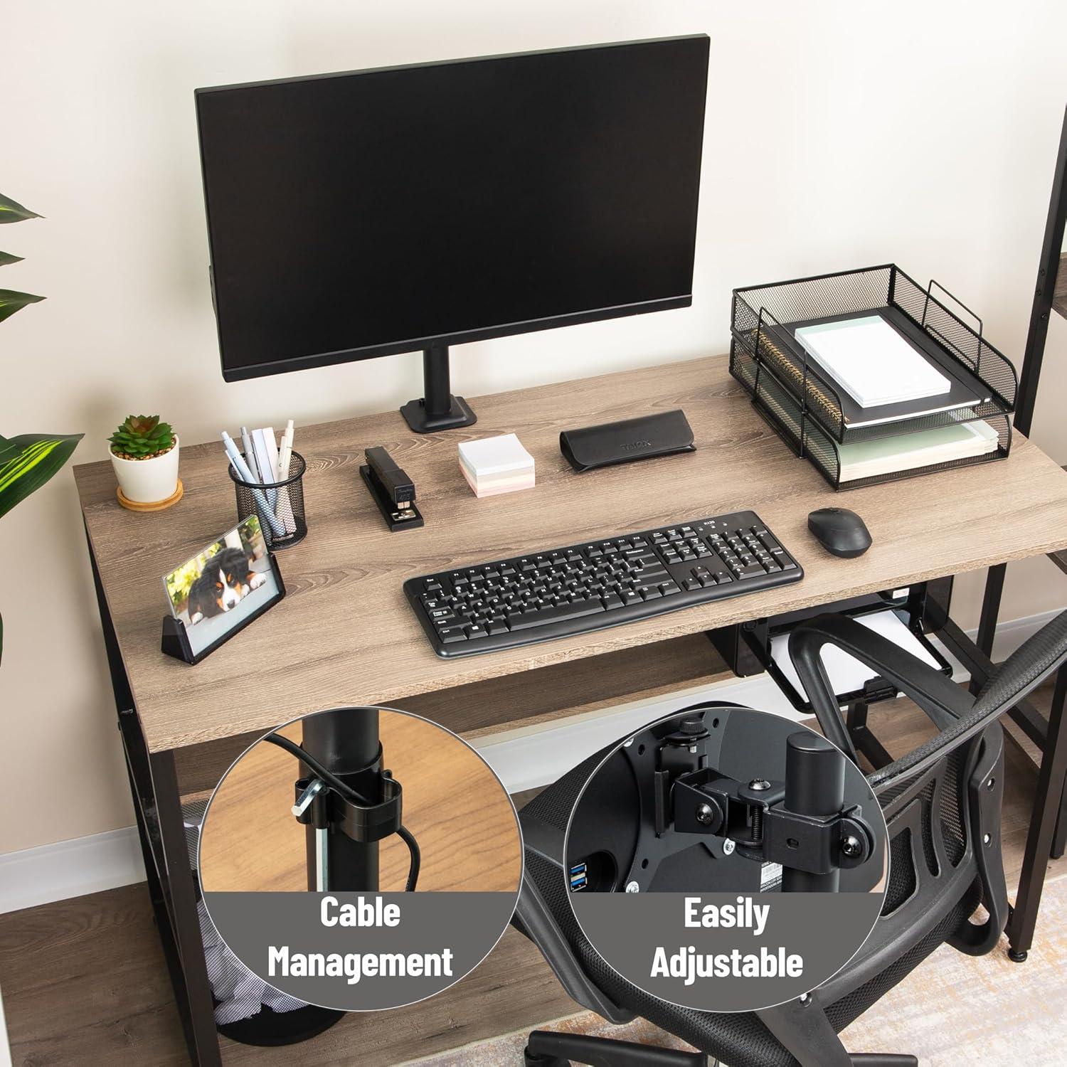 image:imageMind Reader Single Monitor Desk Mount for 1332 Screens VESA 75x75100x100 180 Rotation 90 Swivel 45 Tilt 176 lb Load Capacity Cable Management Quick Release Black