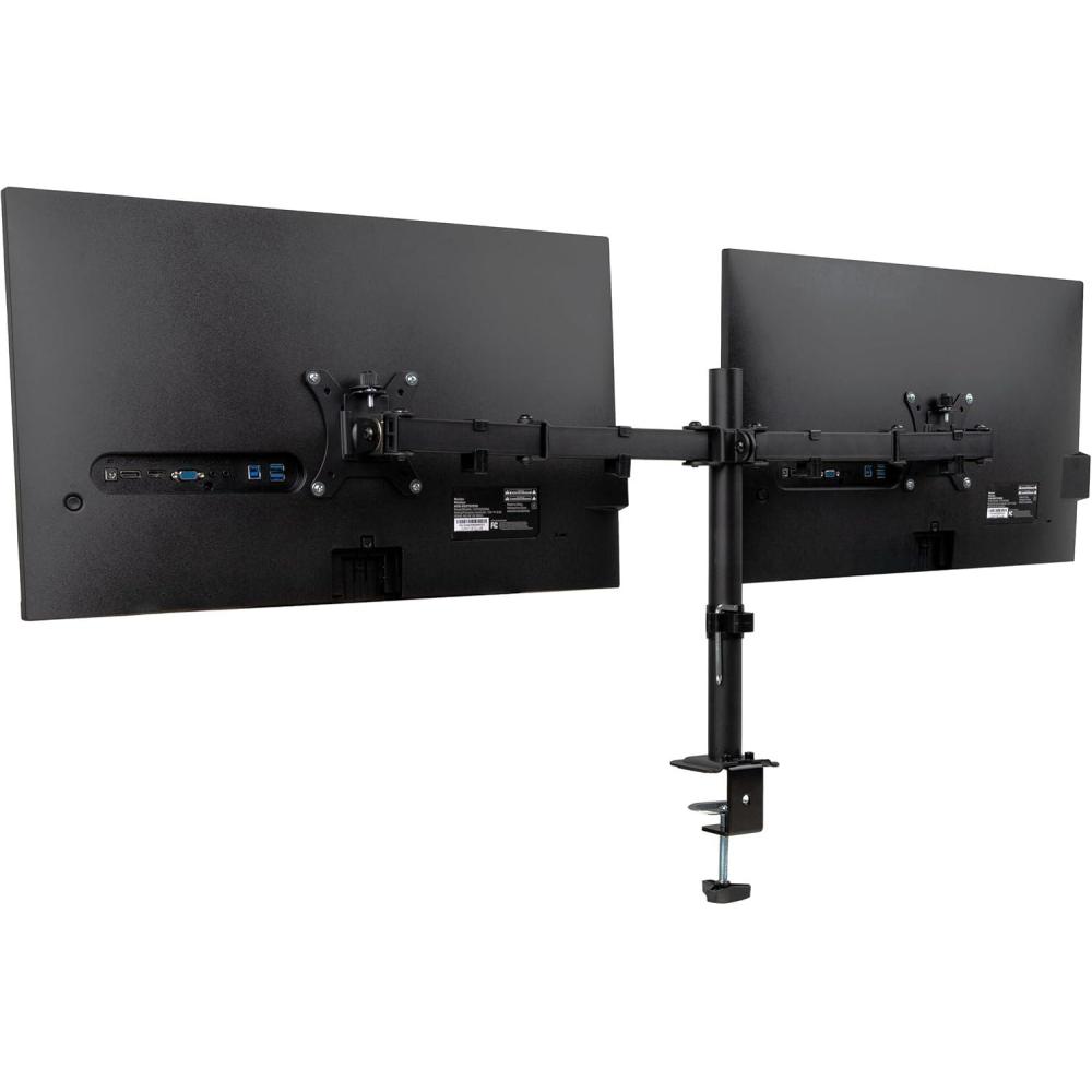 image:imageMind Reader Dual Monitor Desk Mount for 1332 Screens Adjustable VESA Mount with 180 Rotation 90 Swivel 45 Tilt Integrated Cable Management 176 lb Capacity Each Black