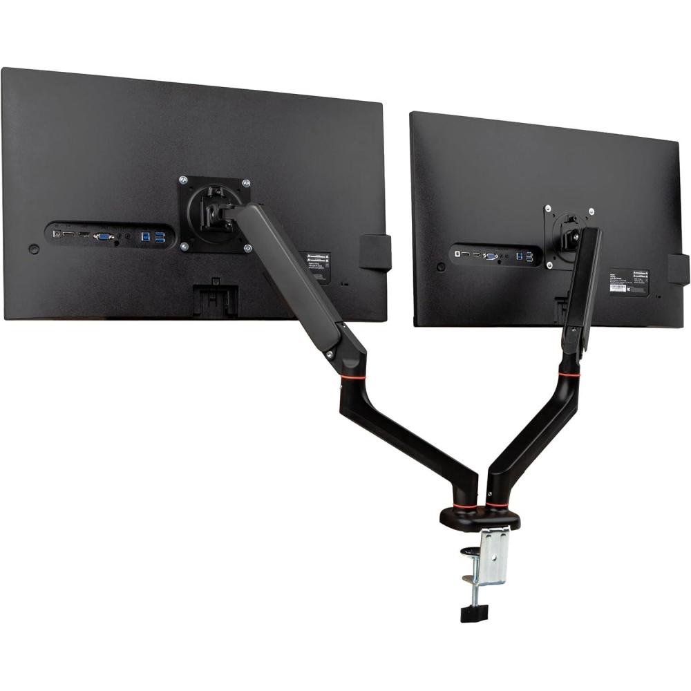 image:imageMind Reader Dual Monitor Gas Spring Desk Mount CounterBalance Arm for 1332 Monitors VESA 75x75  100x100 180 Rotation 65 Tilt 180 Swivel 198 lb Capacity Each Cable Management Black