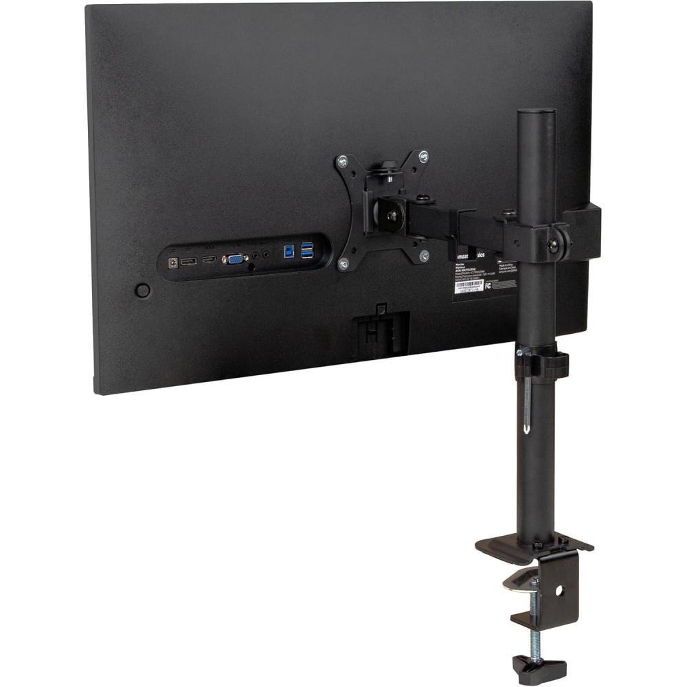 image:imageMind Reader Single Monitor Desk Mount for 1332 Inch Screens Adjustable Arm with 180 Rotation 90 Swivel 45 Tilt VESA 75x75100x100 Integrated Cable Management Up to 176 lbs Load Black