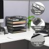 Mind Reader 5 Tier Paper Tray Desktop Organizer, Removable Shelves, Cut-Out Handles, Tool-Free Assembly, Metal Mesh, Black