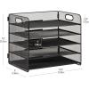 Mind Reader 5 Tier Paper Tray Desktop Organizer, Removable Shelves, Cut-Out Handles, Tool-Free Assembly, Metal Mesh, Black