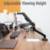 Mind Reader Counter-Balance Gas Spring Monitor Arm, 13″-32″ Single Desk Mount, 180° Rotation, Tilt ±65°, Swivel ±180°, VESA 75×75/100×100, 19.8 lb Load, Cable Management, Black